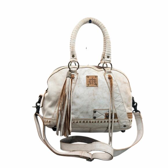 STS Ranchwear Cremello Sansa White Leather Satchel Purse with crossbody STS31179 - Picture 1 of 14